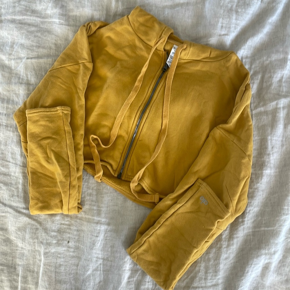 Alo Yoga Cropped Hooded Sweatshirt Tuscan Sun